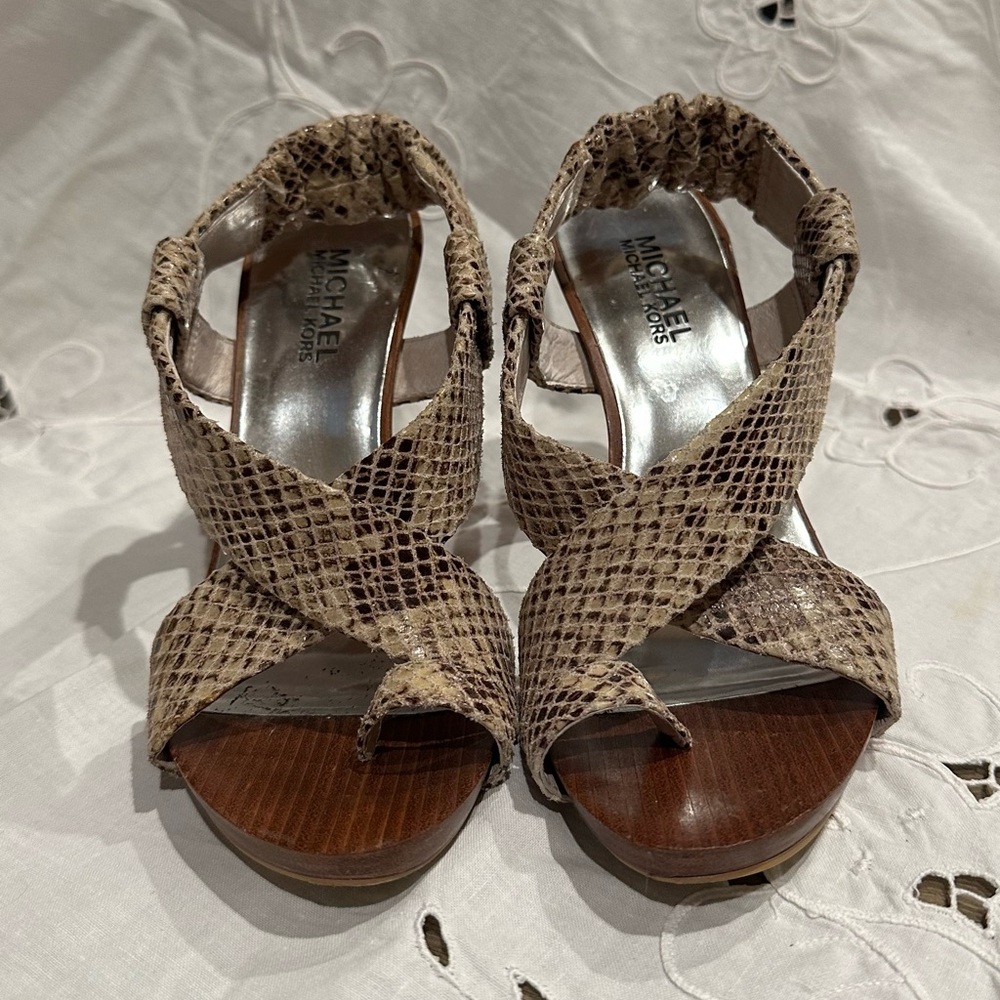 Michael Kors Snakeskin Heels - Tan and Brown